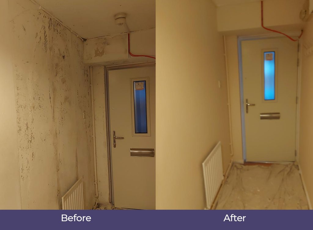 corridor before and after