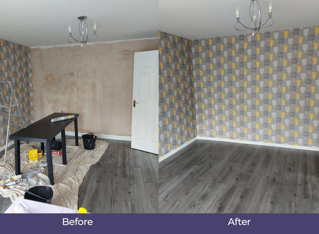 wallpaper before and after